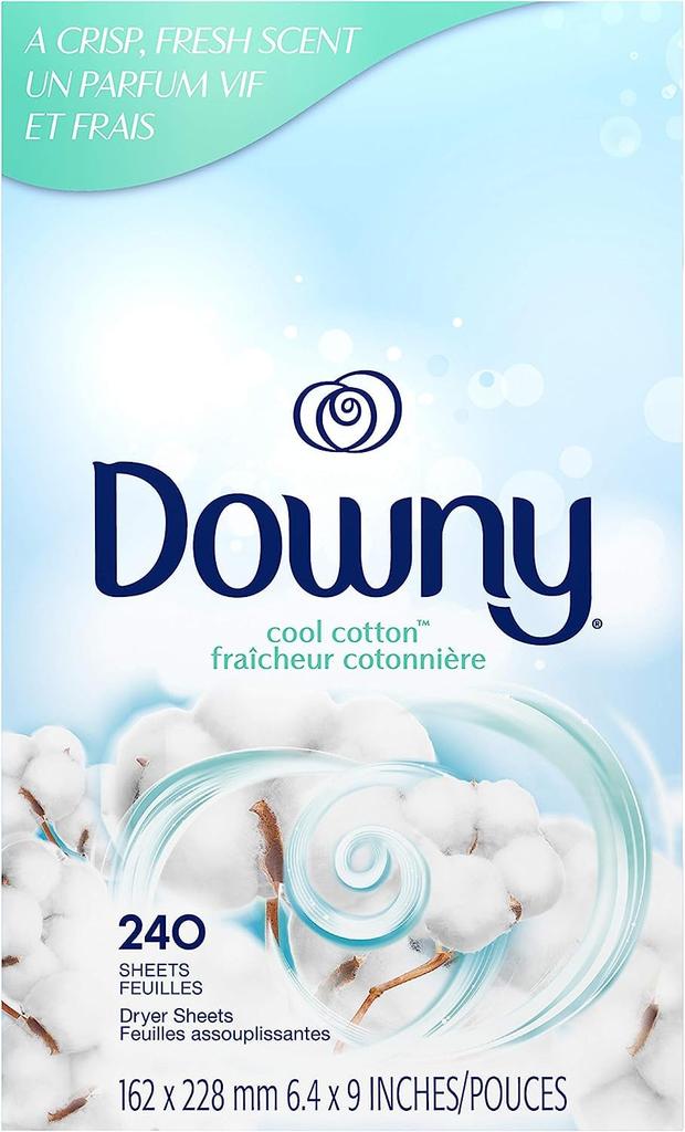 Downy Cool Cotton Fabric Softener Refreshing 240 Large Capacity Sheets, Scent, Anti-Static, Dryer-Safe, Softening, Sheets, [Product Code]