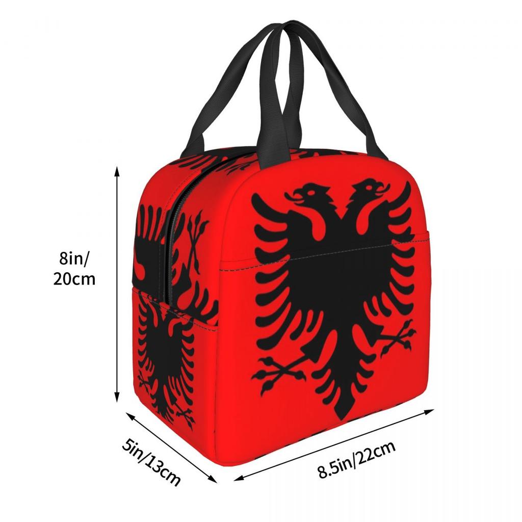 Flag Of Albania Insulated Lunch Bag for Women Office Cooler Thermal Food Box Tote Portable Lunch Boxes Container