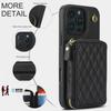 Quilted Zipper Wallet Phone Case For IPhone 15/14/13/12 - 7 Colors Leather Card Holder Cover