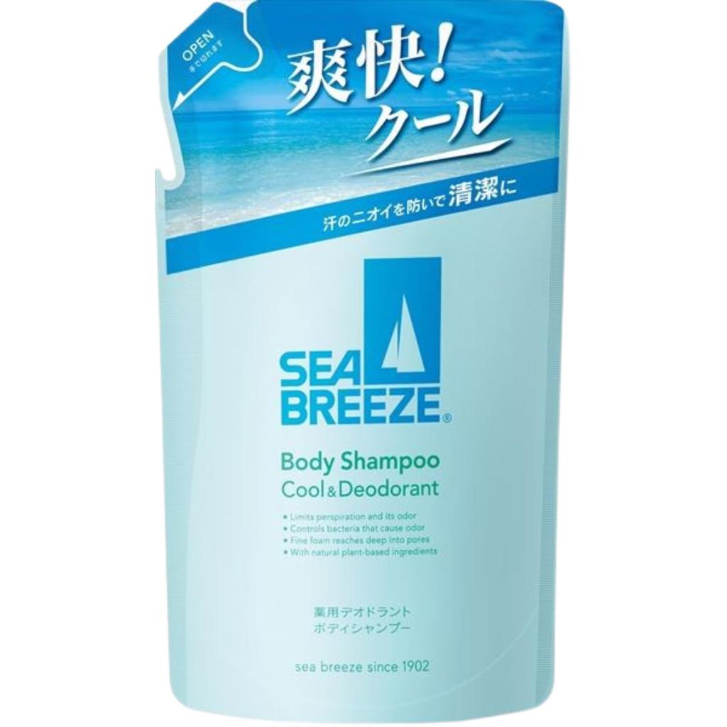 Sea Breeze Body Shampoo Cool & Deodorant f (490ml bottle + 330ml refill) with original paper insert.