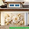 2D Flat Backdrop1pc Gold Floral White Floral Backdrop Banner Polyester Wall Decor For Living Room Bedroom Office Outdoor Decor Party