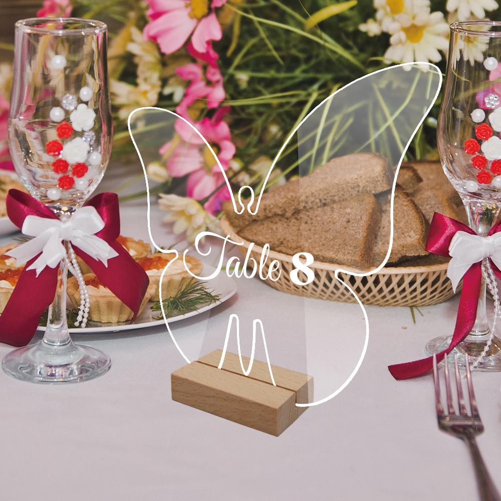 Acrylic Table Sign Holder with Wooden Base 10pcs Blank Clear Wedding Sign Number Place Card Holder Display Stand for Bar
