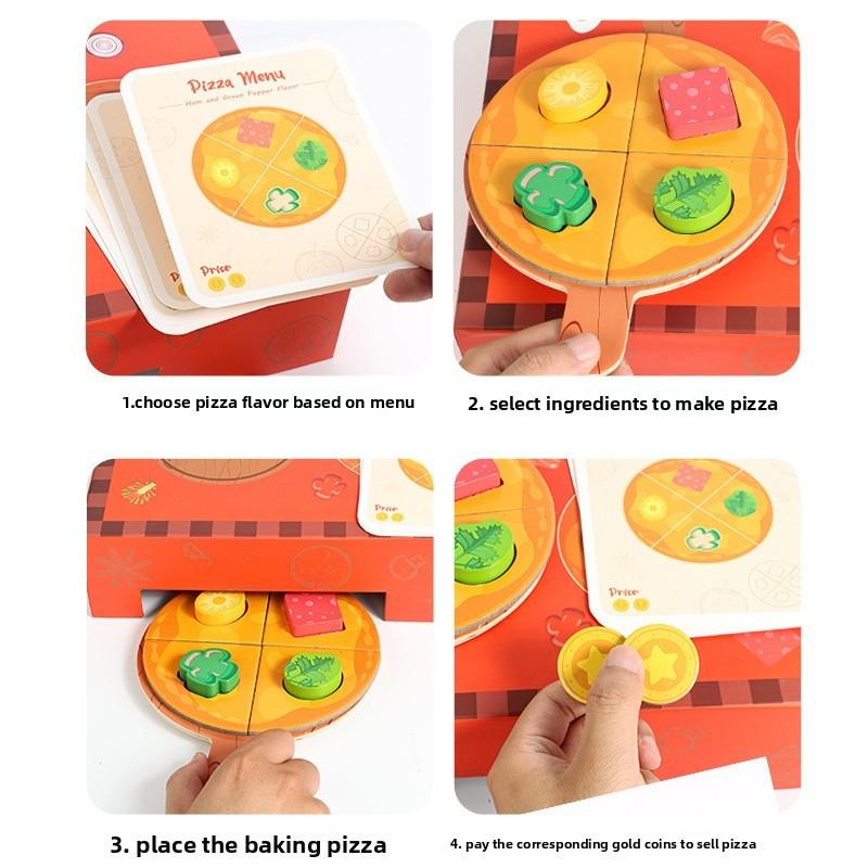 Simulation Pizza Wooden Making Children Toy Set For Role Playing Interaction And