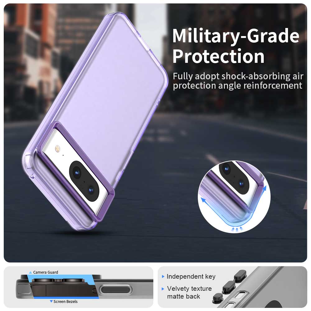 

For Google Pixel 8 Case PC+TPU+PET Matte Anti-Drop Phone Back Cover Purple