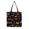 Women Vintage Linen Tote Bag - Large Capacity Butterfly Print Shoulder Handbag for Casual & Grocery Shopping KTB