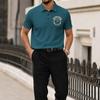Men's Short Sleeve Polo Shirt with Printed Graphic Lapel Collar Lightweight Breathable Knit Fabric Casual Fit for Summer