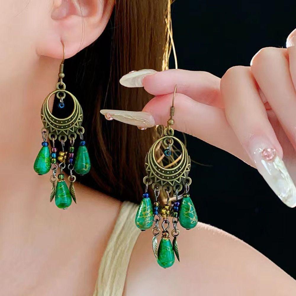 Geometric Ethnic Style Beaded Headdress Tassel Tassel Forehead Headband  Women