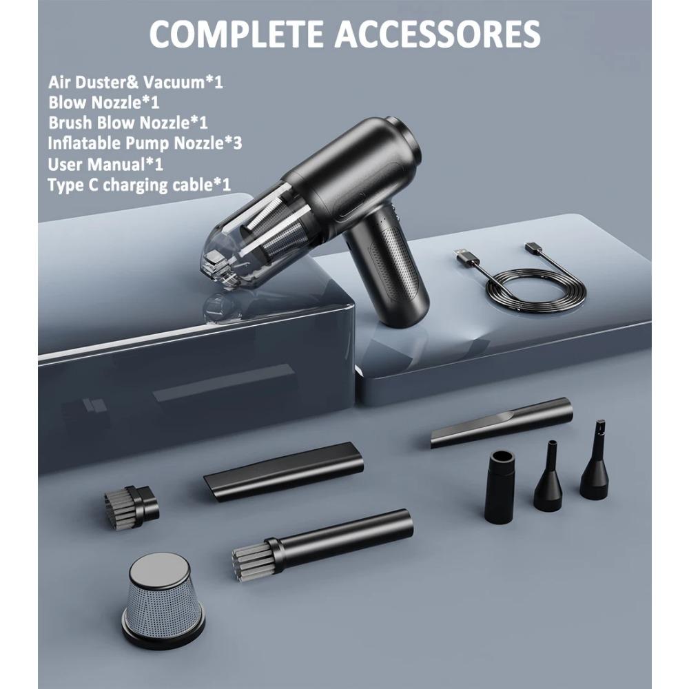 3 In 1 Compressed Air Duster for Keyboard Electric Air Blower Computer Cleaning Cordless Air Dust Cleaner for PC Crumbs Sofa Car