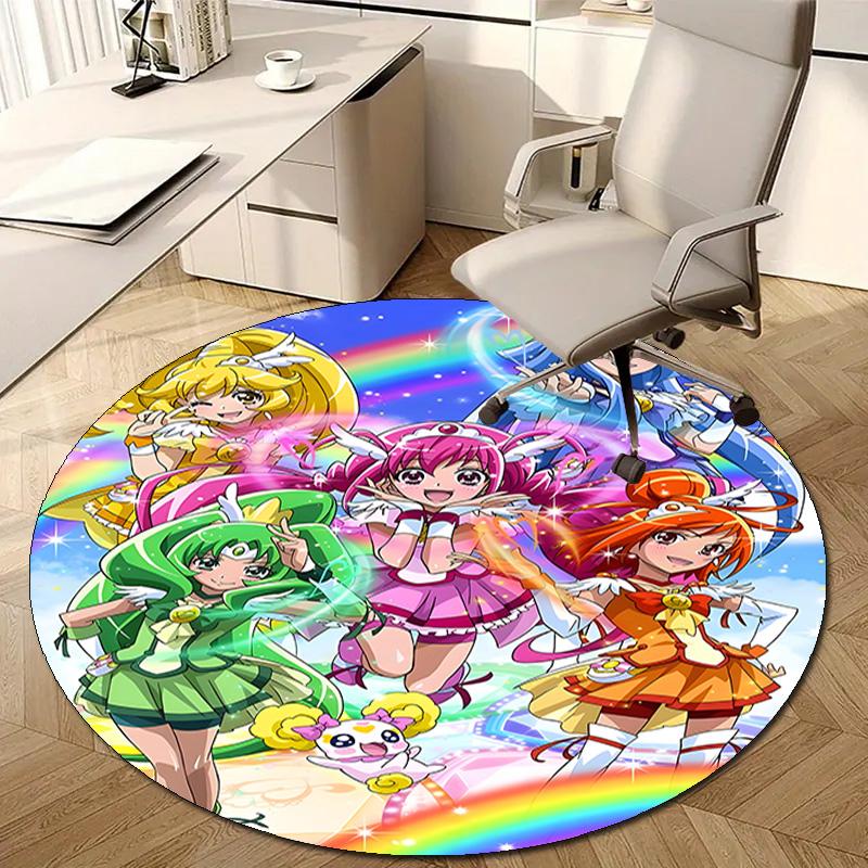 1pc Pretty Cure1 Design Printed Area Round Carpet for Bedroom Living Room Home Decor Rugs Mat Non Slip Mat Rug for Bedside