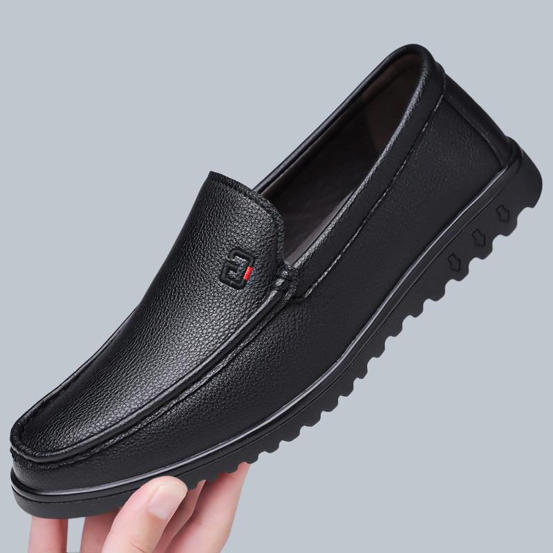 

Мода 2025 Весна Осень Мягкая Кожаная Обувь для Мужчин Мода Повседневный Однотонный Легкий Лоферы Мужской Британский Стиль Новая Дизайнерская Обувь Мужчина 44 чёрный