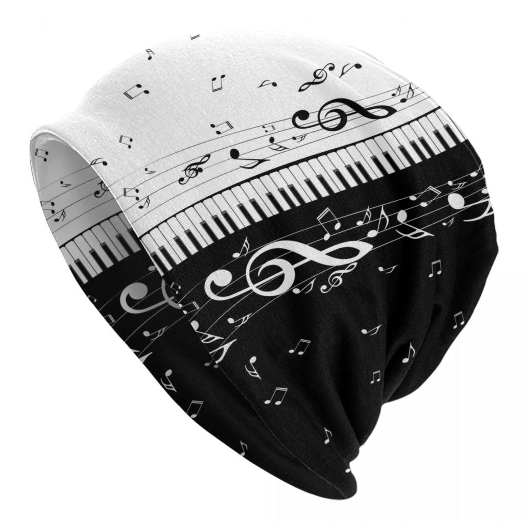 Custom Piano Keyboard Music Notes Skullies Beanies Caps Fashion Winter Warm Women Unisex Knitted Hat Adult Unisex Bonnet Hats