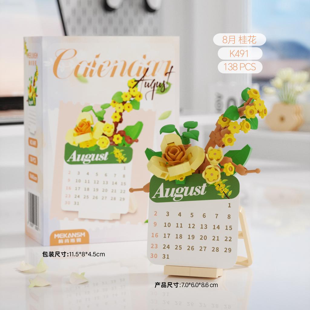 Kreativer Kalender Blumen Bausteine Mikrosteine Lernspielzeug Für Kinder Geschenke Schreibtisch Dekoration