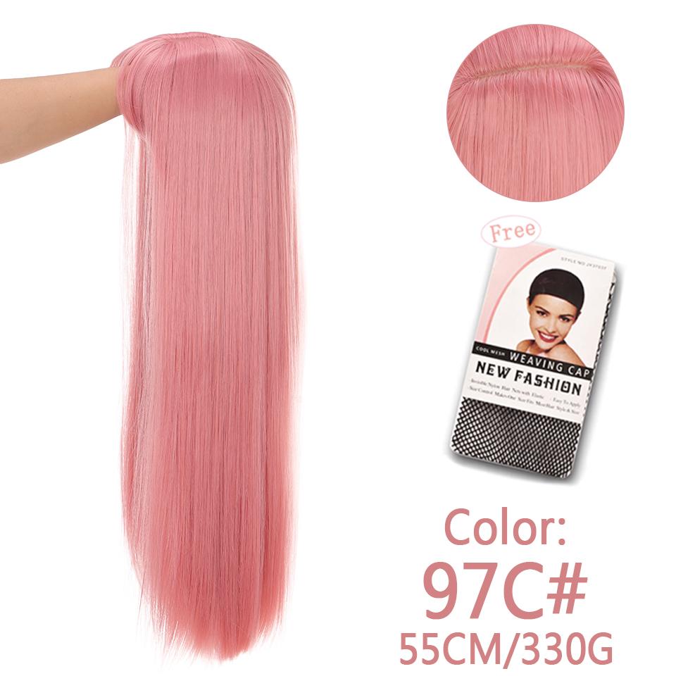 Long Straight Gold Wig With Bangs Synthetic Hair Wigs Bang With Wig For Women Gold Heat Resistant Wigs