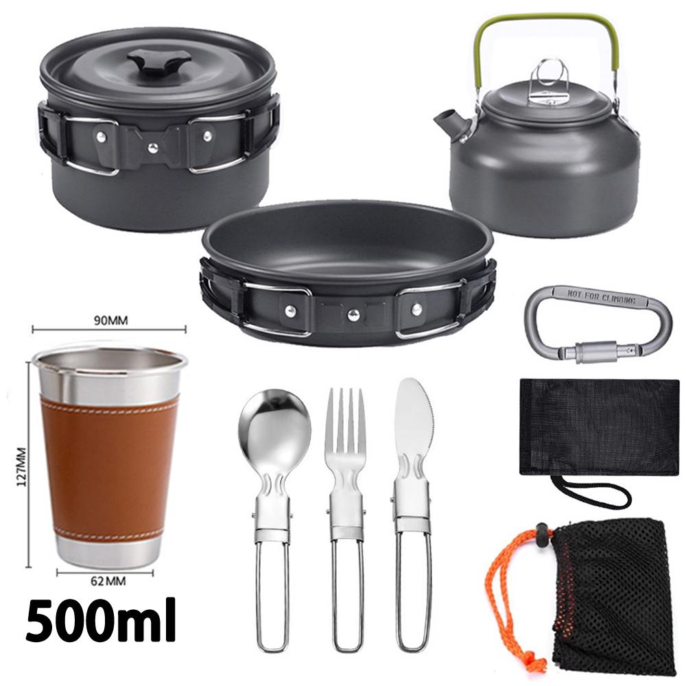 Camping Cookware Kit Foldable Outdoor Cooking Utensils Hard Alumina Save Space Equipment Heat-Resistance For 2-3 People Picnic