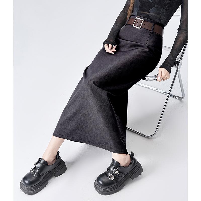 2026 Spring Women's Drapey Slimming High Waist A-Line Skirt with Belt