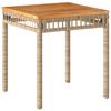 3 Piece Bistro Set with Cushions Beige Poly Rattan & Acacia Wood