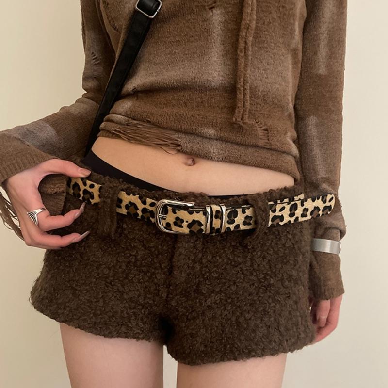 Modern Skinny Belt Jeans Waistband Snakeskin Style Leopard Print Belt Waistband for Street Player Country Girls