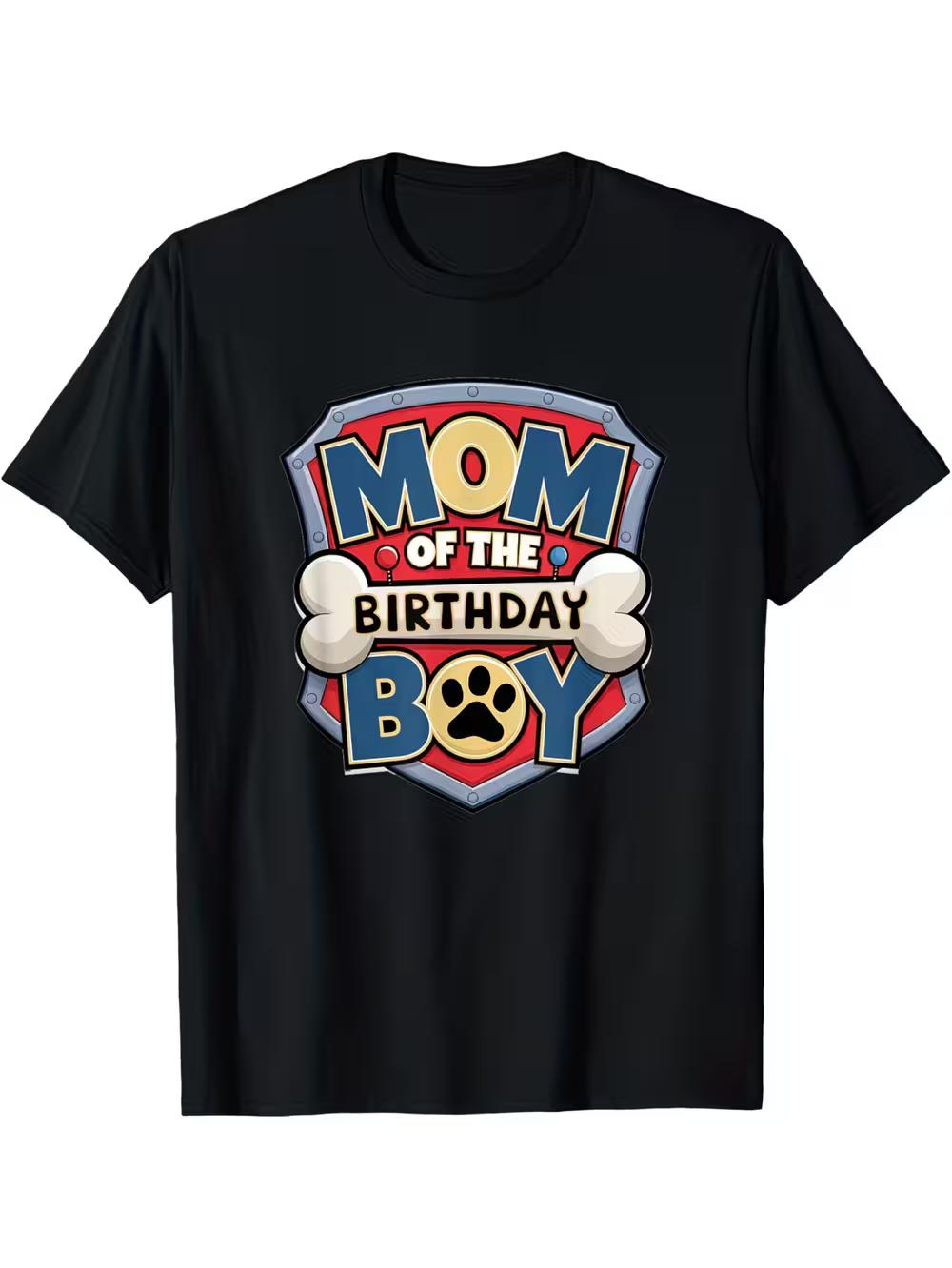 Matching Family Dog Paw Print T-Shirt - Mom of Birthday / with Paw S