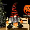 Striped Knitted Gnomes Halloween Plush Gnome Decoration, Spooky Boo Swedish Tomte Elf Figurine, Faceless Scandinavian Dwarf Ornament for Home