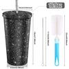 500ml Diamant Thermos Flaschen Strohhalm Becher mit Deckel Strass Edelstahl Doppel Schicht Thermos Tassen Glitter Becher Wasserflasche