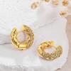 Elegante geflochtene dicke runde Creolen mit Zirkonia Luxus Goldfarbe Dickes Statement Zirkon für Damen Party Geschenk