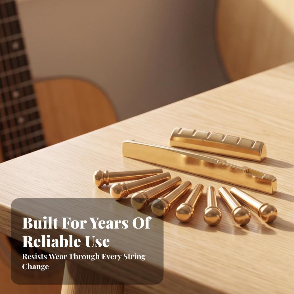 Guitar Bridge Pin Kit with String Rests Brass Hardware Convenient for Guitarists