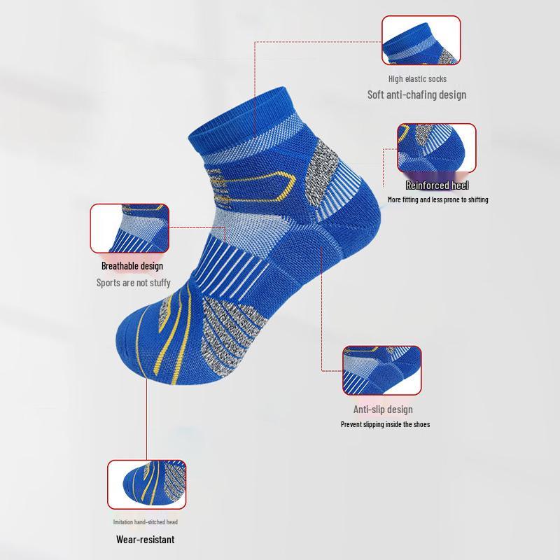 Schnelltrocknende atmungsaktive Laufsocken - Kurz für Erwachsene, Schweißabsorbierend, Frottee-Sohle, Verdickt für Outdoor-Sportarten