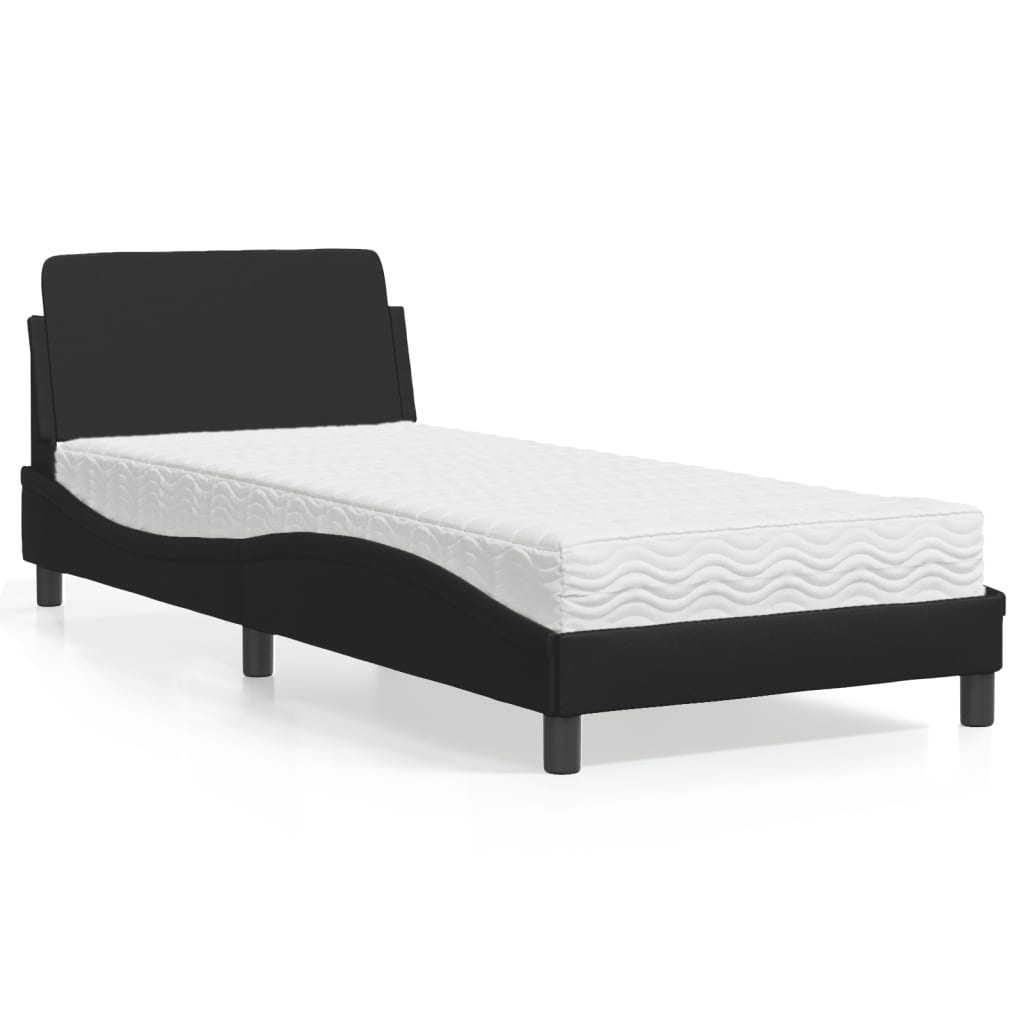 Bed with Mattress  Dover  Black 90 X 190 Cm Faux Leather