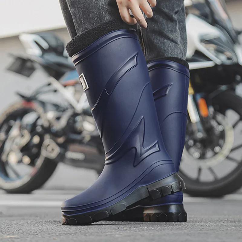 Men's Versatile High-Top Waterproof Non-Slip Rain Boots for Outdoor Activities and Fishing