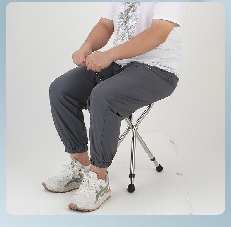 Elderly Non-Slip Folding Cane Stool with Light - Portable Lightweight Hiking Aid