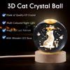 6 Color Changes Night Light 3D Laser Engraving Cat and Butterfly Night Light with Colored Light Wood Lamp Holder Home Decoration