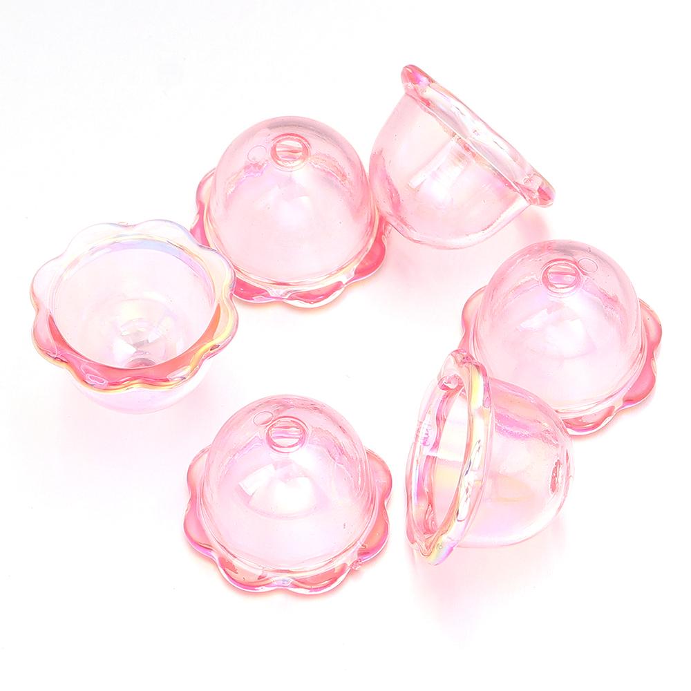 

6pcs/lot Colorful Acrylic Wind Bell Beads Multi-Petal Flower Bead Caps Charms For DIY Earrings Phone Chains Jewelry Accessories розовый