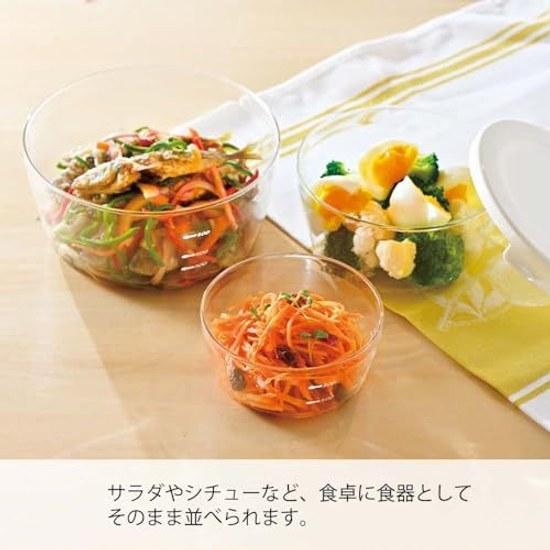 HARIO Heat-Resistant Glass Storage Container Round S M L 3-Piece Set White Microwave Safe Dishwasher 300mL 600mL 1200mL Made Japan MST-3018-OW