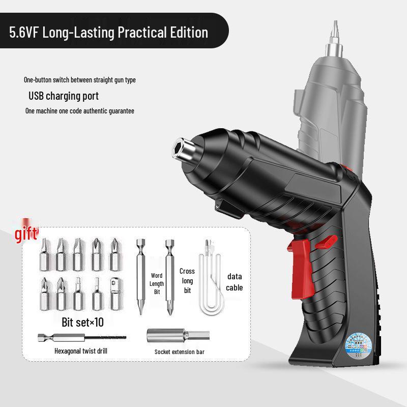 Compact Rechargeable Electric Screwdriver Set with Multi-functional Bits for Household Use