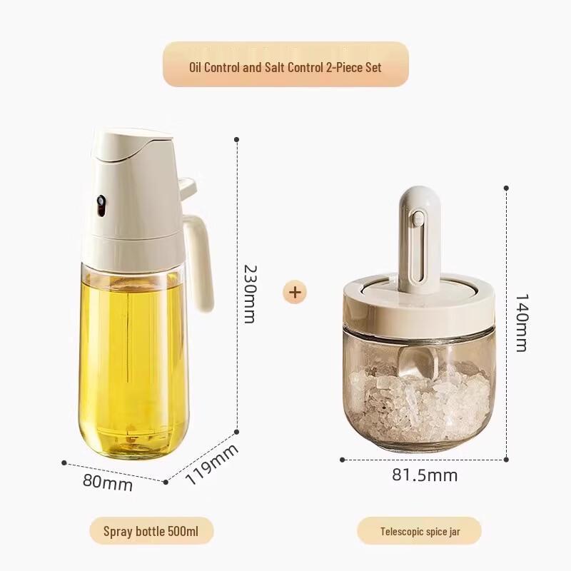 

WZ Dual-Function Glass Oil Dispenser 500ml Oil Bottle & Telescopic Seasoning Jar