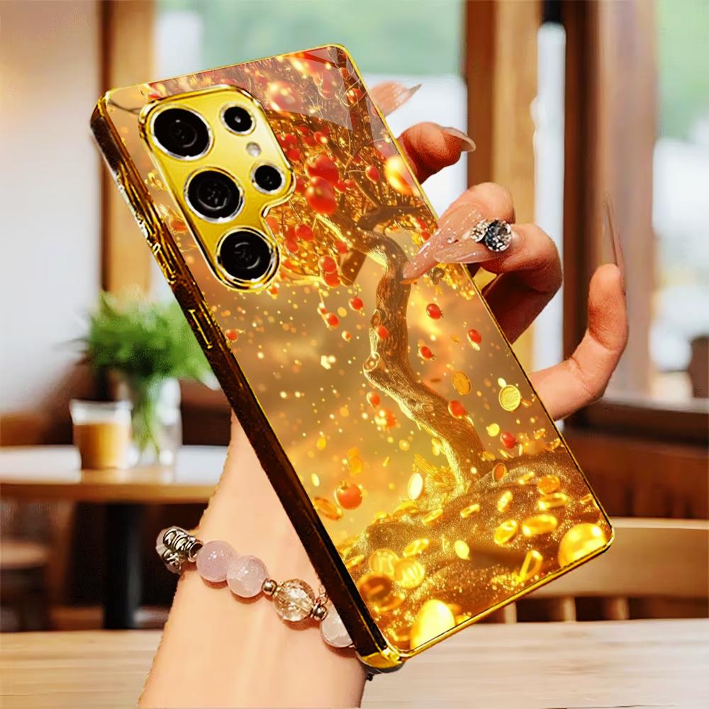 New Fortune Tree Hard case Men and women Glass PhoneCase for Samsung Galaxy S26 S25 S24 S23 S22 S21 FE Ultra Plus Dropresistant