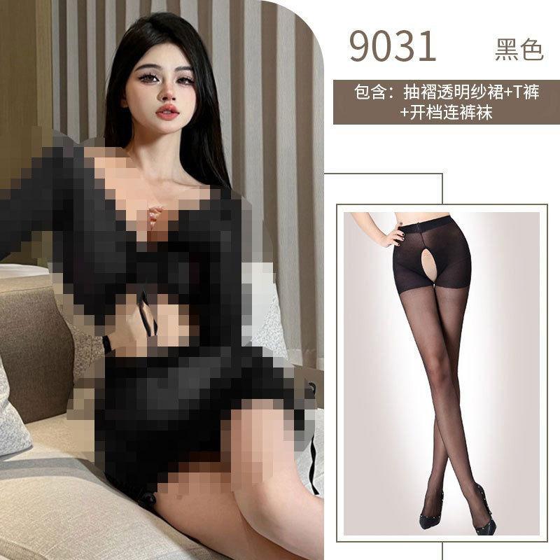 Sexy hollow mesh lace-up lingerie seduces spice girls perspective hip wrap slim nightclub uniform suit