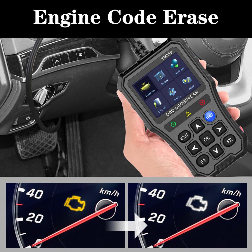 Meertalige foutcodescanner YM519 Controleer motorsysteemcodelezer OBD2-codelezer Autodiagnosetool Batterijtester