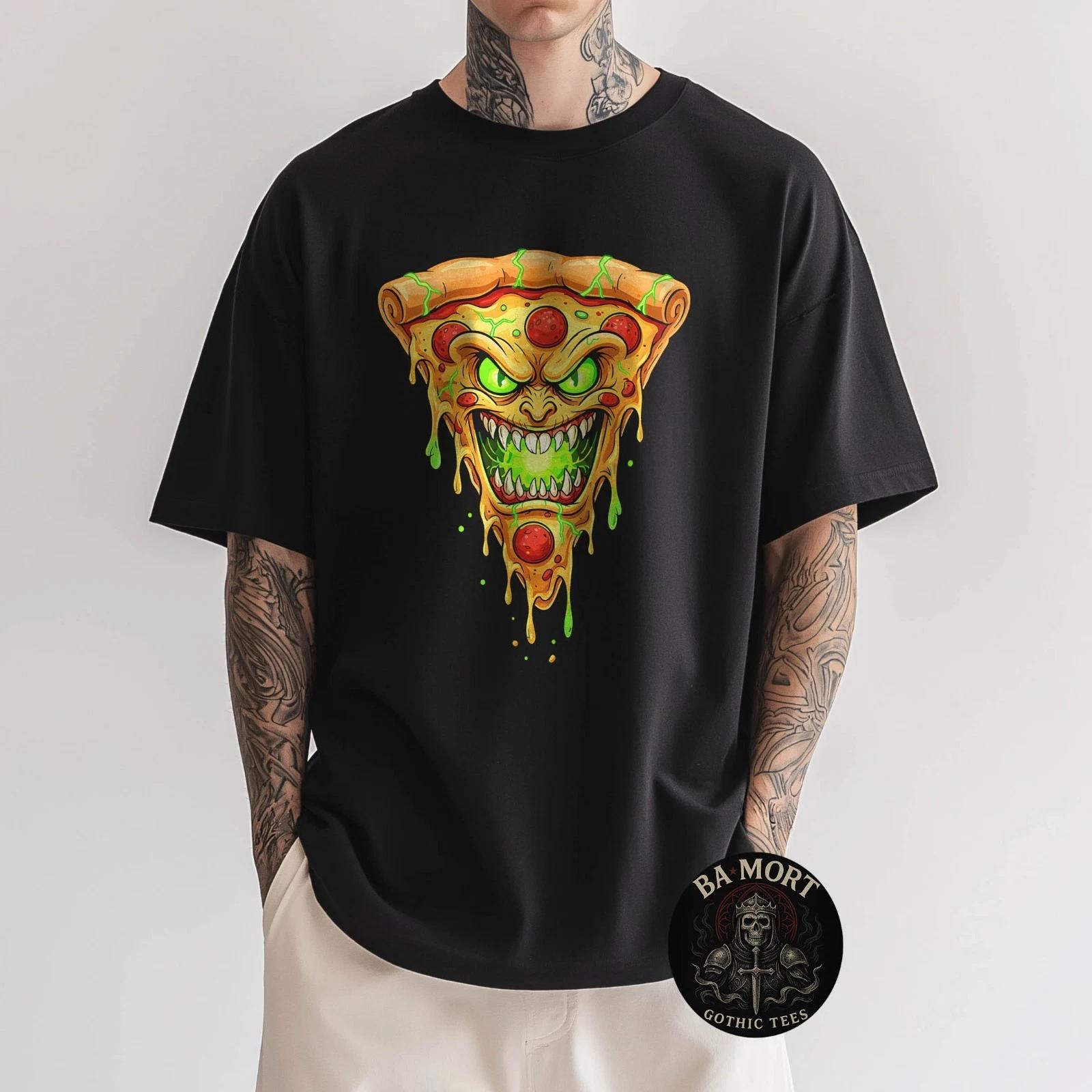 Evil Mutant Pizza Slice Acid Horror Face T-Shirt L