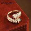 Wosikate Vintage Court Style 18K Gold Plated Ring For Women Wedding Jewellery Ladies Finger Ring Engagement Party Gift