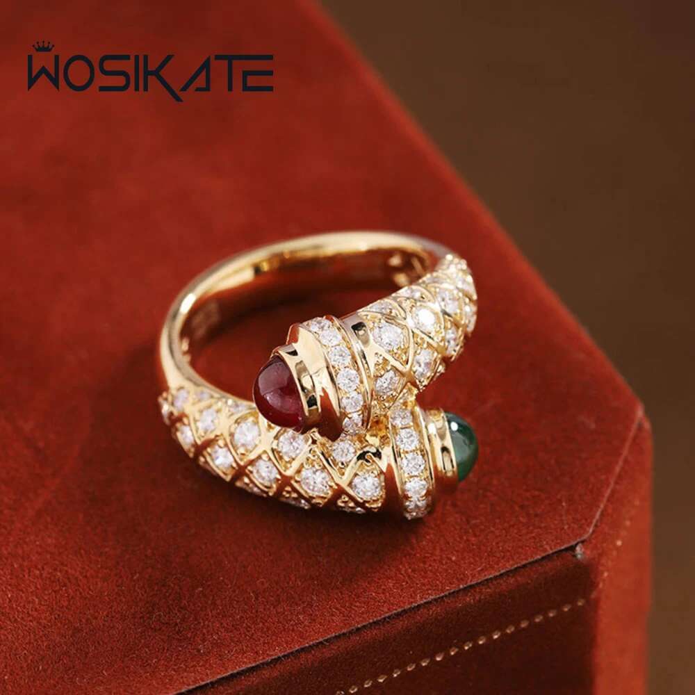 Wosikate Vintage Court Style 18K Gold Plated Ring For Women Wedding Jewellery Ladies Finger Ring Engagement Party Gift