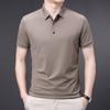 Top Men'S Solid Color Mulberry Silk T-Shirt Casual Short Sleeve Thin Polo Knitted Sweater