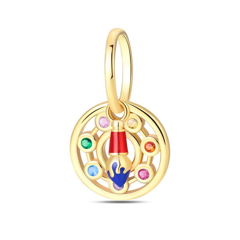 New S925 Silver Color Eggshell Painter's Palette Artist Charms Beads Fit  S925 Original Bracelets DIY Jewelry Birthday Gift
