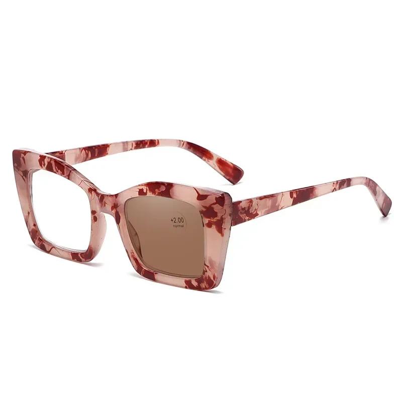 Photochromic Hyperopia Glasses Luxury Trendy Blue Light Blocking Reading Eyeglasses Unisex Prescription Plus Sunglasses +1.0+1.5