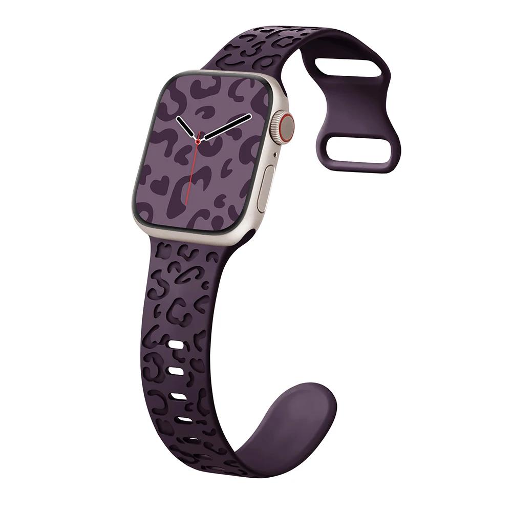 Silicone Strap For Apple Watch 10 9 8 7 45mm 41mm 42mm 46mm Ultra 2 49mm Leopard Print Bracelet Wristband iWatch 6 5 4 SE Correa