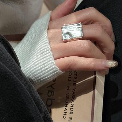 1pc Irregular Matte Squares Rings for Women Couples Minimalist Anniversary Jewelry Accessories Prevent Allergy