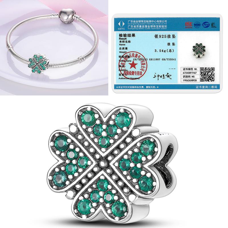Neuer 925er Silber Kaktus Kleeblatt Anhänger Frühlingsgrüne Serie Perlenanhänger Für Original Perlenarmband DIY Schmuck