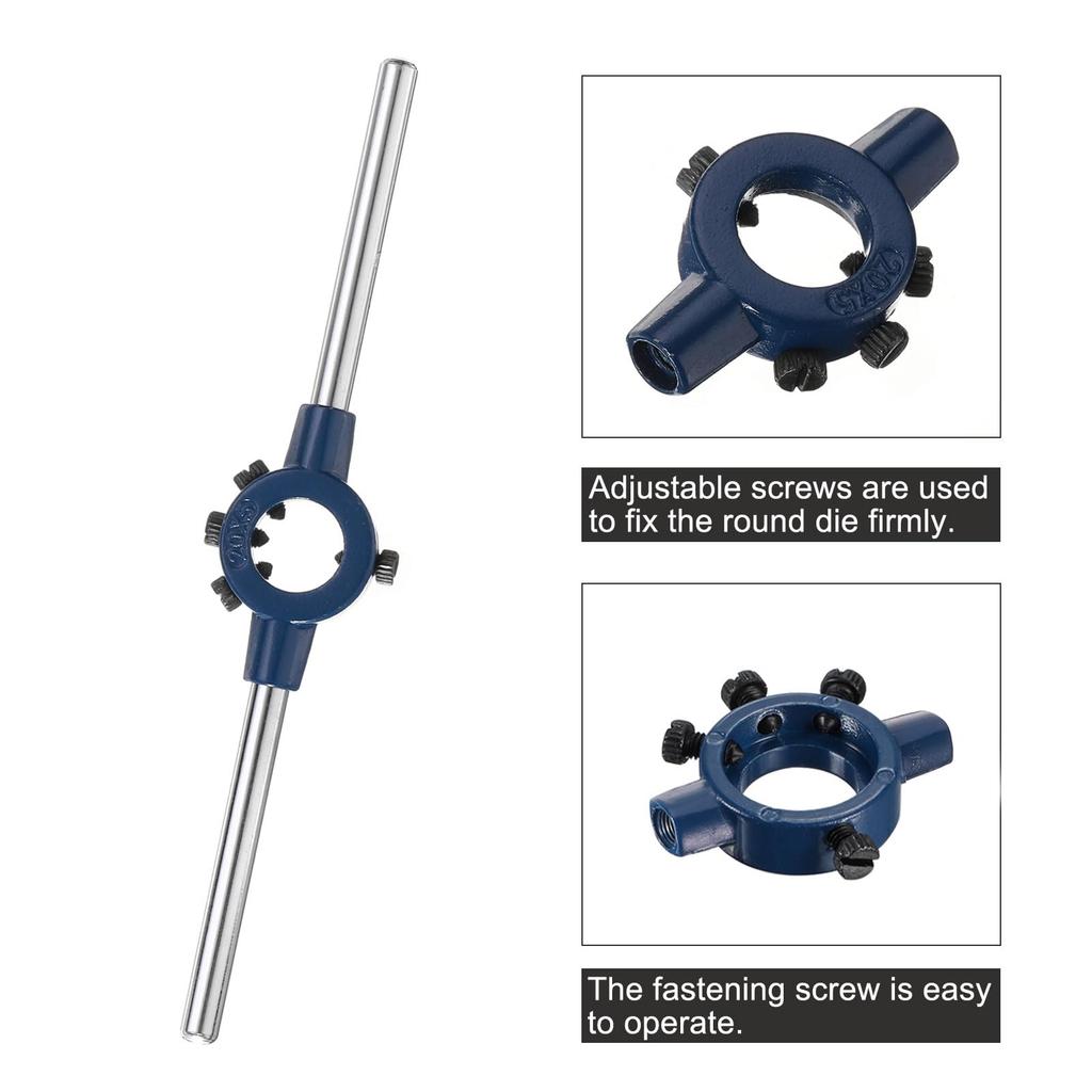 uxcell Round Die Stock Handle Wrench 20mm Adjustable Threading Die Wrench Handle Holder for Bolt Thread Bar Type Tool Metric Outer Diameter (0.79")