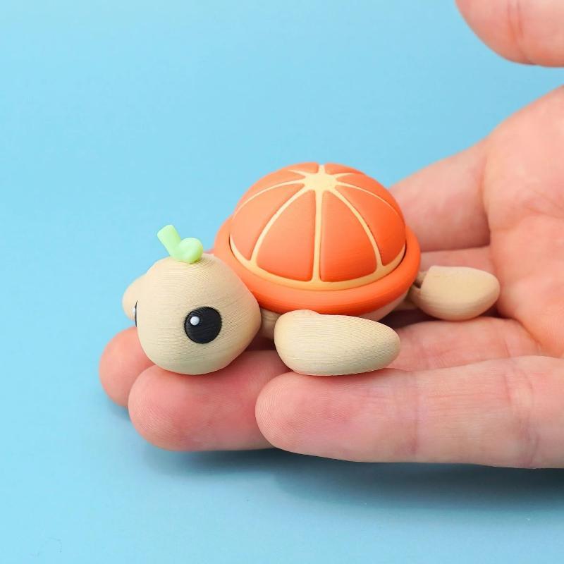 Stress Relief 3D Printed Fruit Turtle Clicker Keychain Bag Charm Decompression Toy Keycap Pressure Release Toy