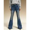 Women's Mid Rise Flare Jeans Vintage Washed Stretch Denim Bell Bottom Pants Plus Size